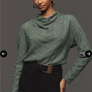 By Anthropologie Textured Funnel-Neck Top – Size XS – Chic Minimalist Staple